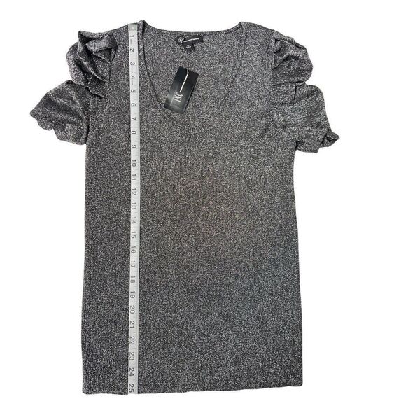 INC International Concepts Top Scoop Neck Black Metallic Puff Sleeves Stretch XL - Picture 9 of 16